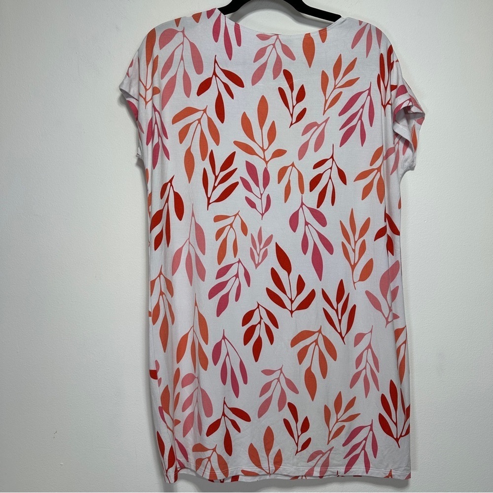 Miik Bamboo Floral Print Tunic Dress Relaxed Fit Short Sleeve Made in Canada - Picture 2 of 8